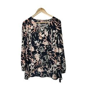 Juicy Couture Pillow Talk Floral Love Black & Pink Floral Tunic Top Size Small